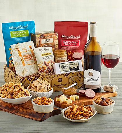 Assorted Savory Snack Box with Wine
